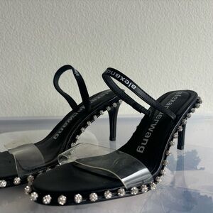 Alexander Wang Black Slingback Heels with Crystal Trim